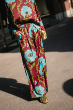 Load image into Gallery viewer, Gill Satin Pants (Burgundy/Turquoise)