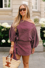 Load image into Gallery viewer, Cosette Blouse (Burgundy stripes)