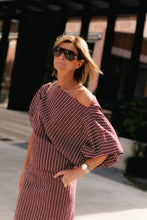 Load image into Gallery viewer, Cosette Blouse (Burgundy stripes)