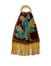 Load image into Gallery viewer, Avra Chocolate Large Silk Luxury Handbag with Bamboo Handle