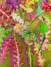 Load image into Gallery viewer, Geranium Olive and Magenta Silk Luxury Fringe Handbag