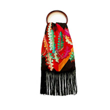 Load image into Gallery viewer, Fern Chocolate Brown & Crimson Red Silk Luxury Fringe Handbag