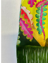 Load image into Gallery viewer, Fern Forest & Lime Silk Luxury Fringe Handbag