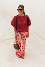Load image into Gallery viewer, Avril Wide Leg Trousers (Pink/Red)