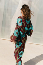 Load image into Gallery viewer, Gill Satin Blouse (Burgundy/Turquoise)