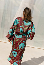 Load image into Gallery viewer, Gill Satin Blouse (Burgundy/Turquoise)