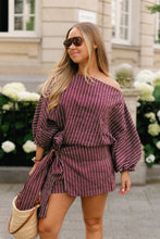 Load image into Gallery viewer, Cosette Blouse (Burgundy stripes)
