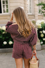 Load image into Gallery viewer, Cosette Blouse (Burgundy stripes)
