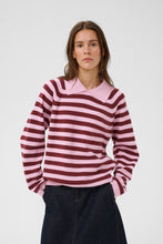 Load image into Gallery viewer, Madie Polo Pullover (Pink stripes)
