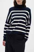 Load image into Gallery viewer, Tenley Turtleneck Pullover (Blue/White)

