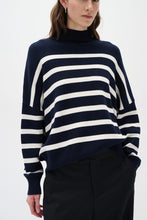 Load image into Gallery viewer, Tenley Turtleneck Pullover (Blue/White)
