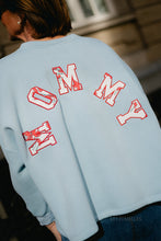 Load image into Gallery viewer, Mommy Sweater (Baby blue/Viola print)
