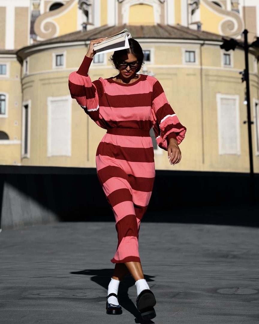 Ciara Dress (Coral & Crimson)