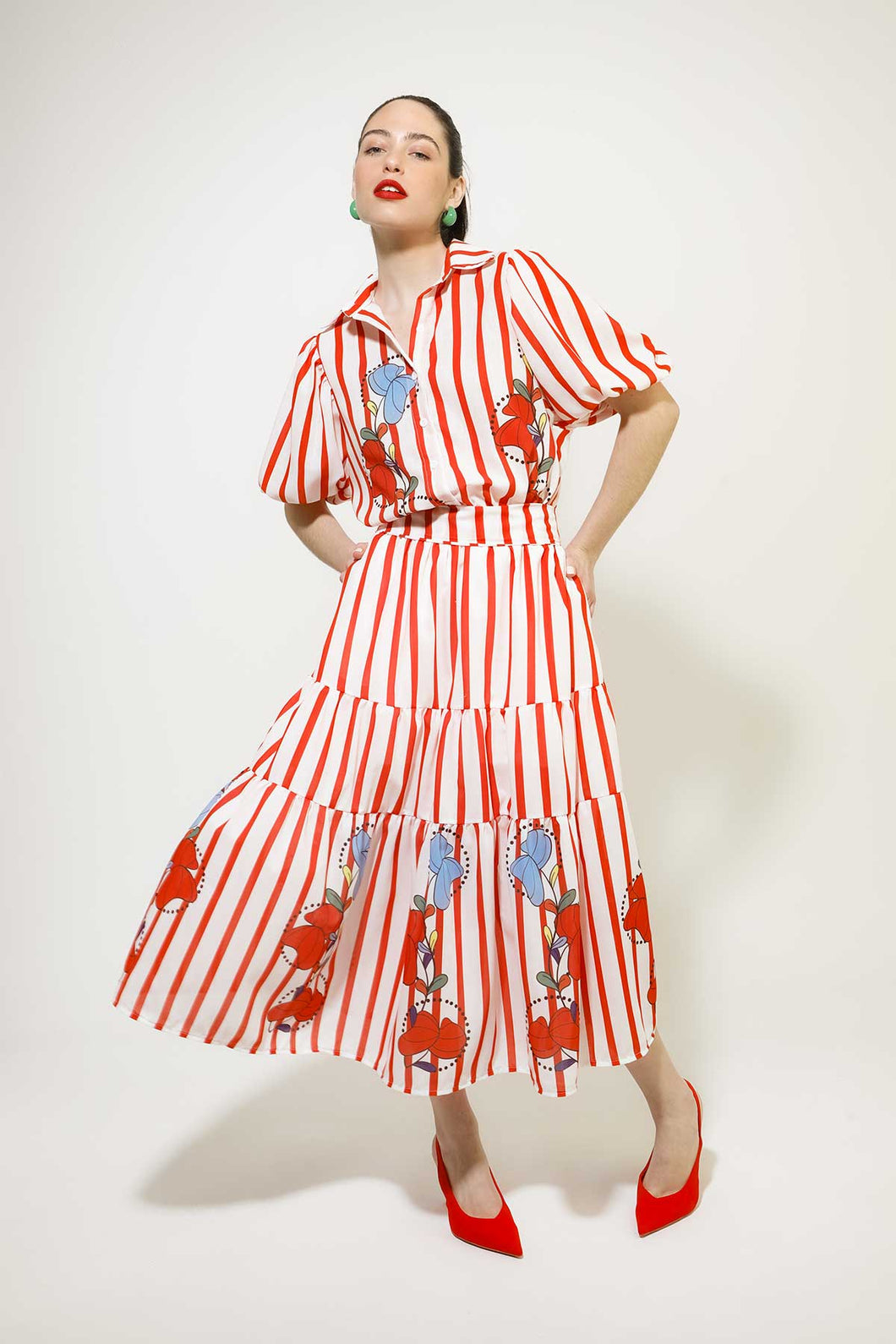 Gerani Skirt (Red Stripes)