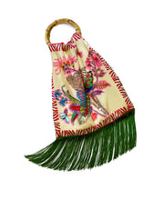 Load image into Gallery viewer, Avra Cream Large Silk Luxury Handbag with Bamboo Handle
