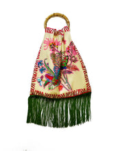 Load image into Gallery viewer, Avra Cream Large Silk Luxury Handbag with Bamboo Handle
