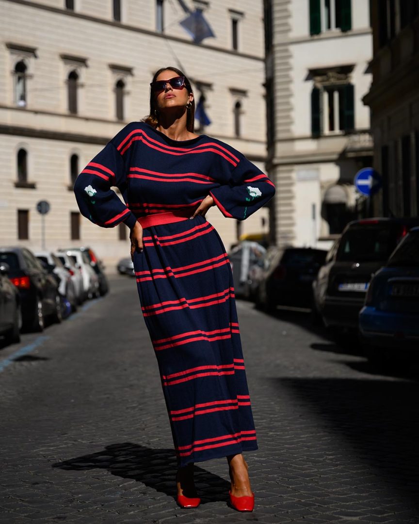 Abel Dress (Red & Blue Black)