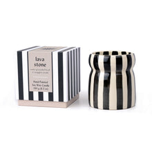 Load image into Gallery viewer, Cabana Candle &quot;Lava Stone&quot; Black Stripped
