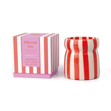 Load image into Gallery viewer, Cabana Candle &quot;Hibiscus Bay&quot; Red Stripped
