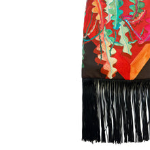 Load image into Gallery viewer, Fern Chocolate Brown &amp; Crimson Red Silk Luxury Fringe Handbag
