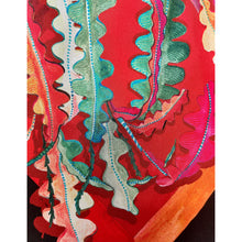 Load image into Gallery viewer, Fern Chocolate Brown &amp; Crimson Red Silk Luxury Fringe Handbag
