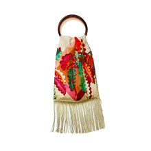 Load image into Gallery viewer, Fern Cream &amp; Champagne Silk Luxury Fringe Handbag

