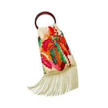 Load image into Gallery viewer, Fern Cream &amp; Champagne Silk Luxury Fringe Handbag
