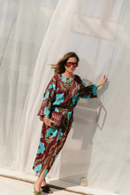 Load image into Gallery viewer, Gill Satin Blouse (Burgundy/Turquoise)
