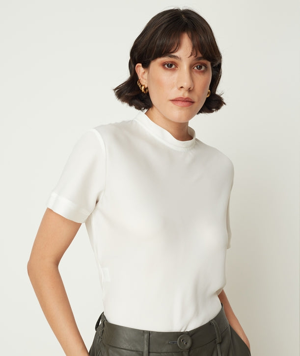 white satin t shirt