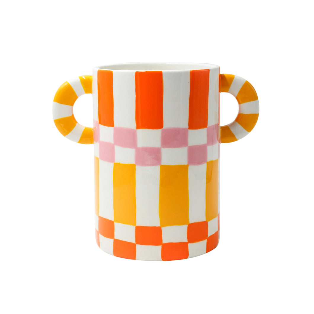 Ricardo Ceramic Vase/Wine Coller (Squares & Stripes)