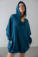 Load image into Gallery viewer, Bussin’ Hooded Sweater Dress (Petrol)
